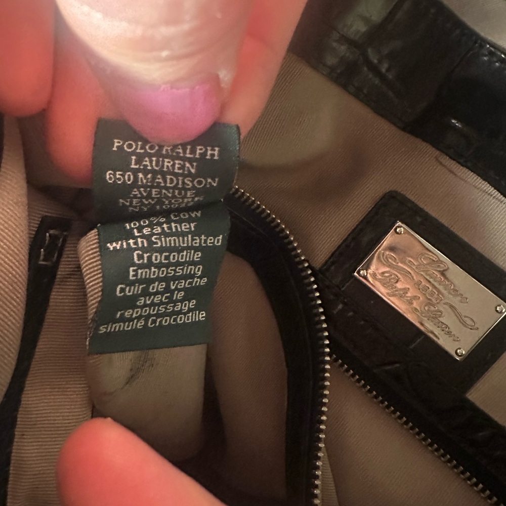 Classic Ralph Lauren crossbody leather bag w/croc-embossed detailing - Picture 11 of 13